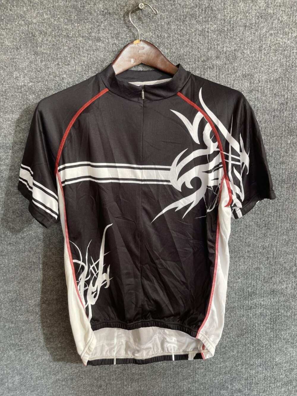 Primal Cycling Jersey Mens Large Black White 1/4 Zip Short Sleeve Pockets Bike
